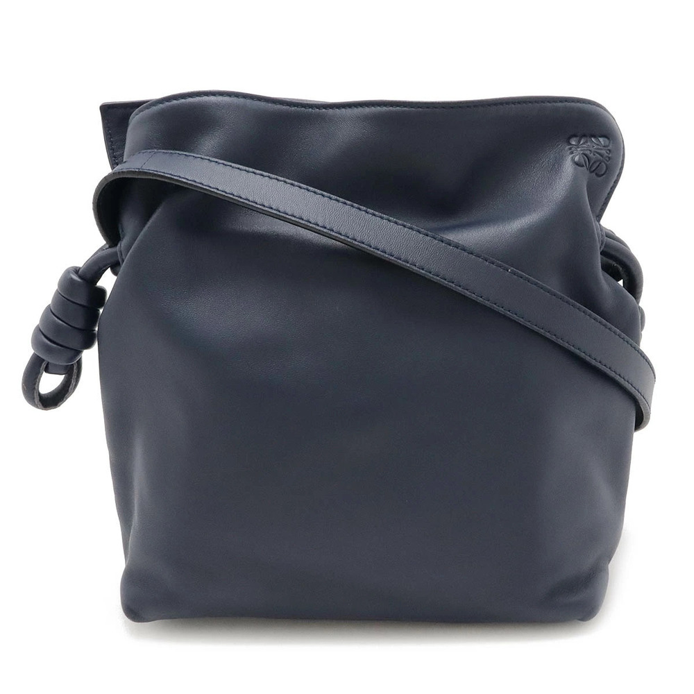 LOEWE Flamenco Knot Shoulder Bag Leather Navy Blue
